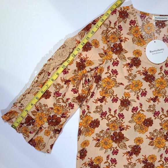 RusttyDustty NWT Size XXL Bohemia Peasant Blouse V-neck Crochet - Picture 10 of 12